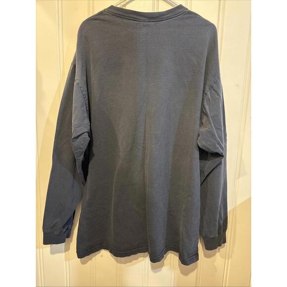 Vintage Carhartt Mens 2XL Long Sleeve Y2K Workwear Pocket Tee Shirt Navy Blue - Picture 6 of 14